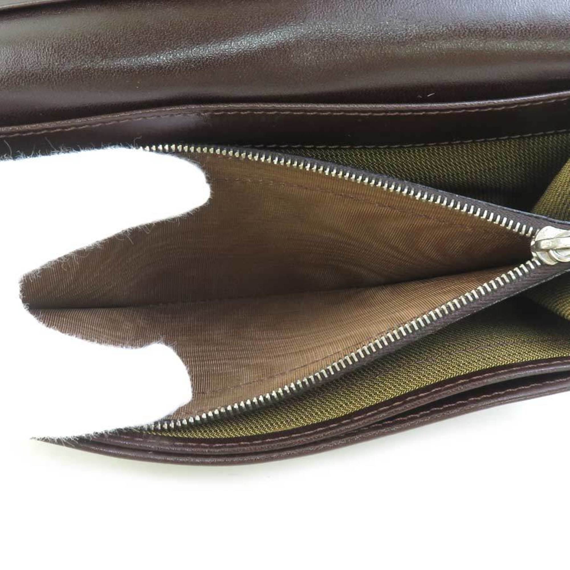 Fendi Brown Canvas Leather Long Wallet (Bi-Fold)