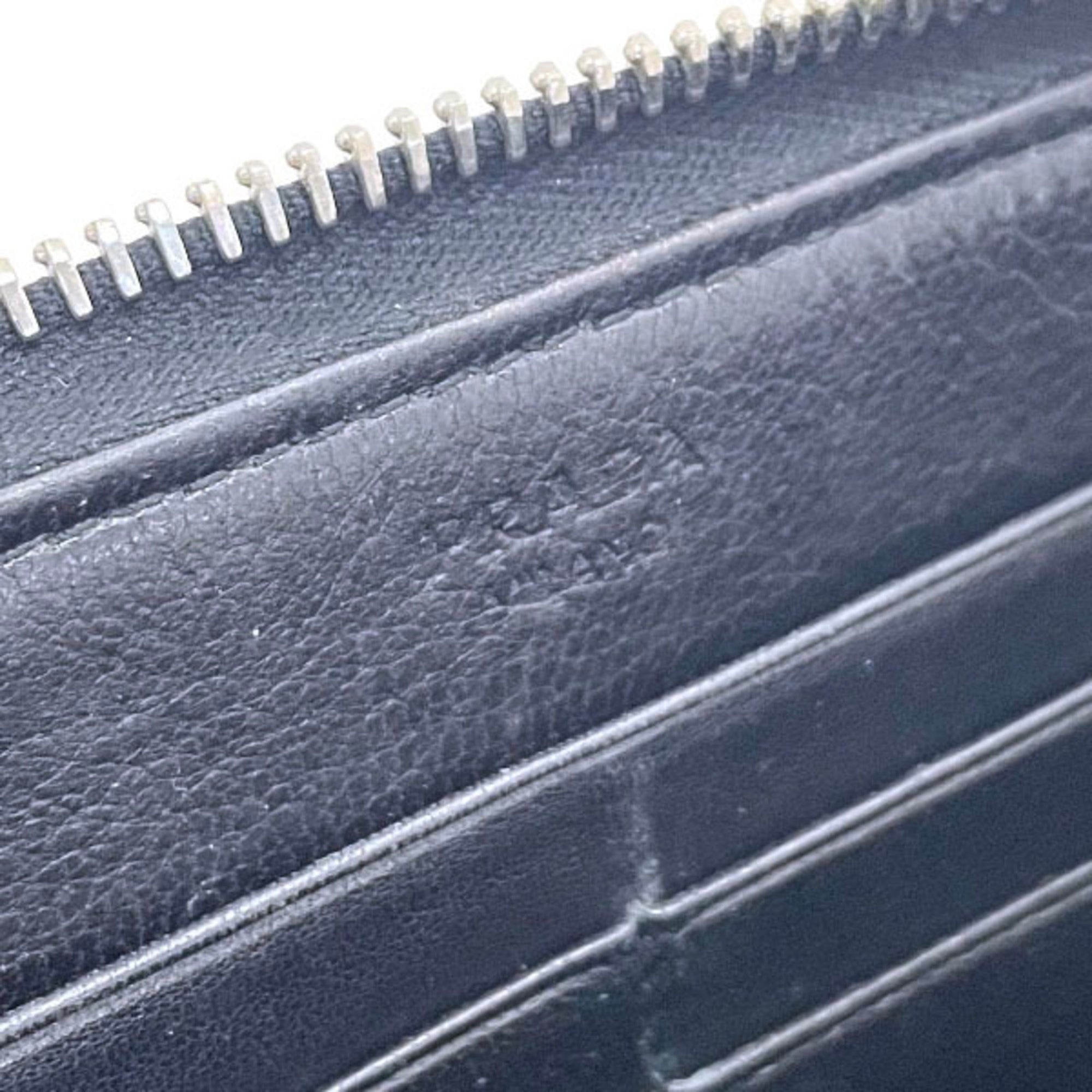 Prada Black Gray Nylon Leather Long Wallet (Bi-Fold)