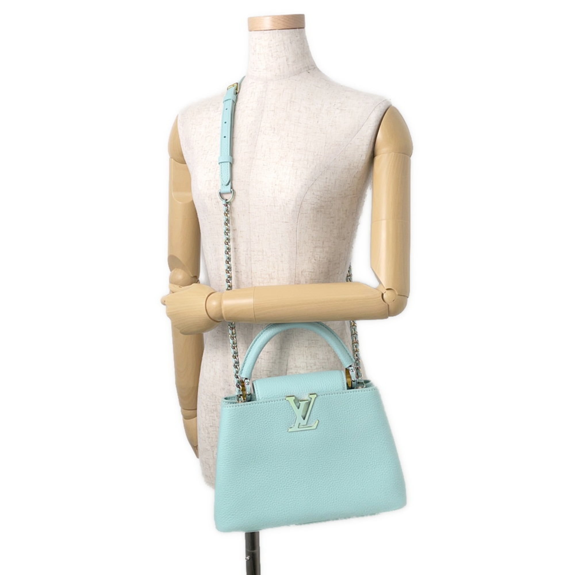 Louis Vuitton Light Blue Leather Handbag Shoulder Bag
