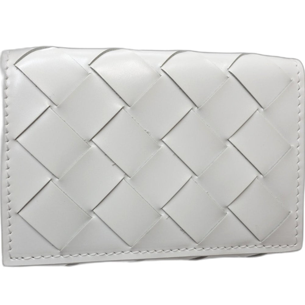 Bottega Veneta Intrecciato White Leather Wallet (Tri-Fold)