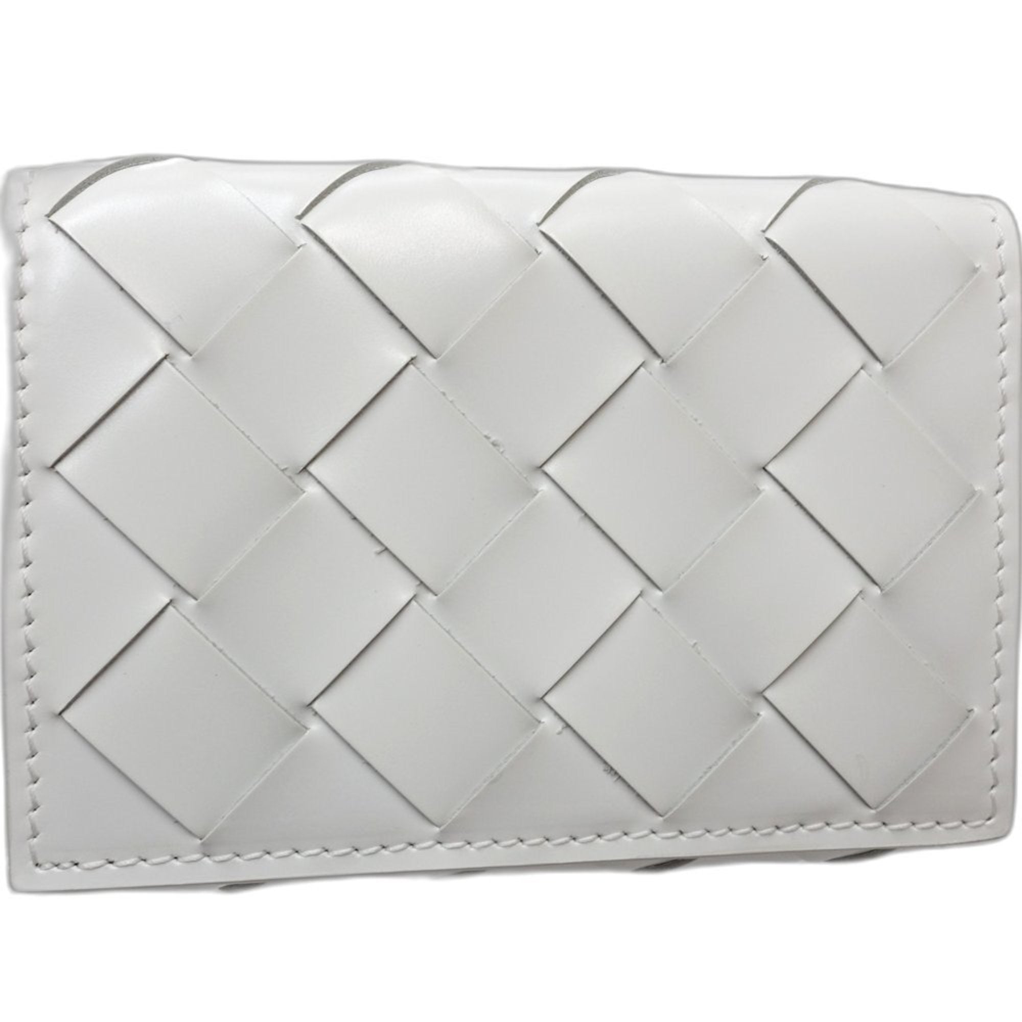 Bottega Veneta Intrecciato White Leather Wallet (Tri-Fold)