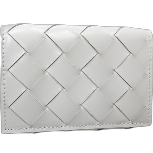 Bottega Veneta Intrecciato White Leather Wallet (Tri-Fold)