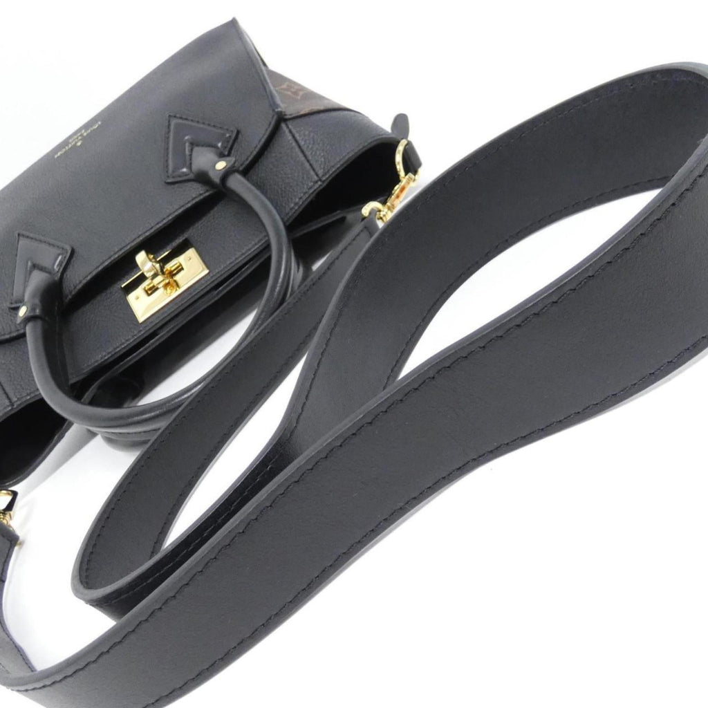 Louis Vuitton Black Leather Coated Canvas Handbag