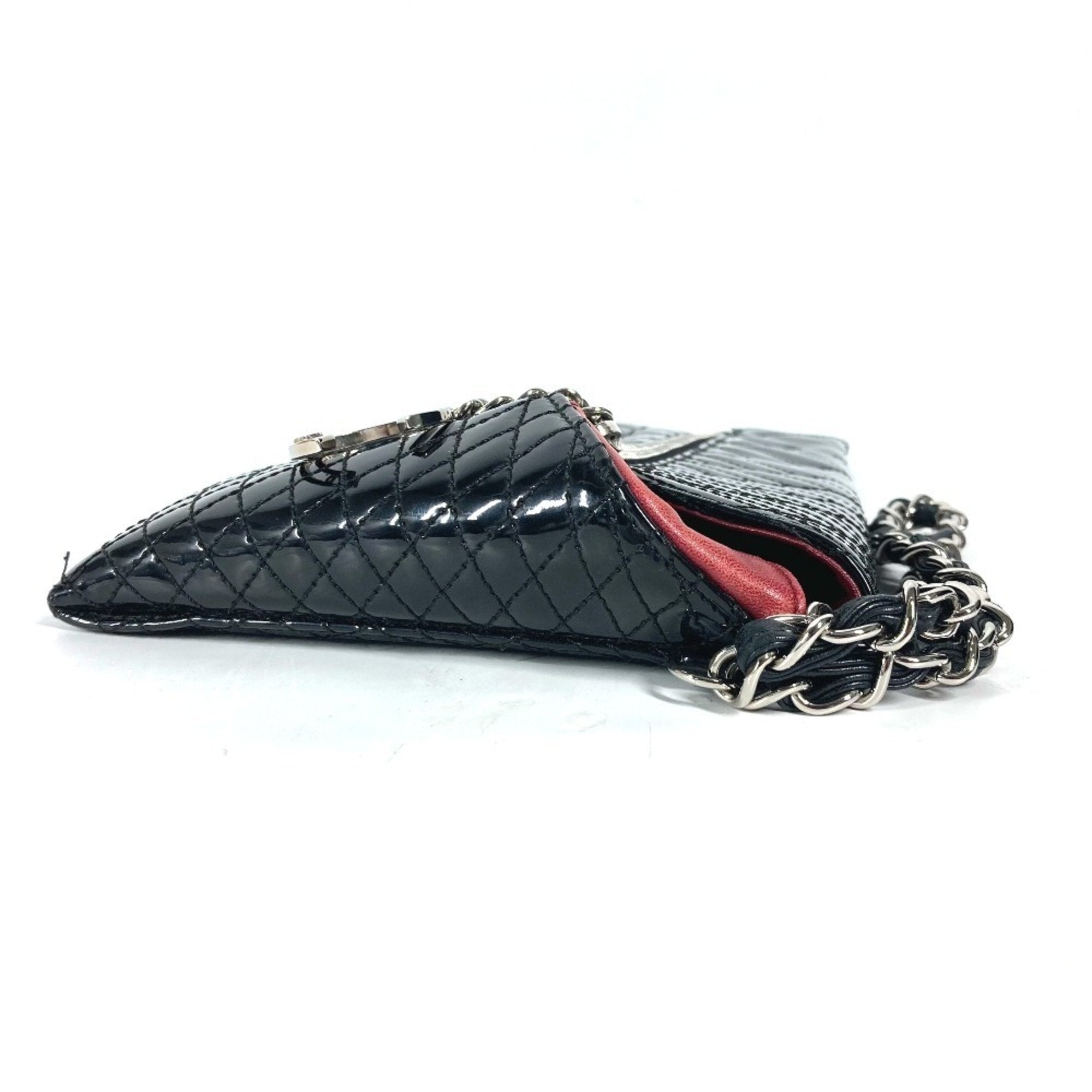 Chanel Black Patent Leather Clutch Bag Pouch
