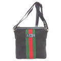 Gucci Sherry Line Black Canvas Leather Shoulder Bag (Pre-Owned)