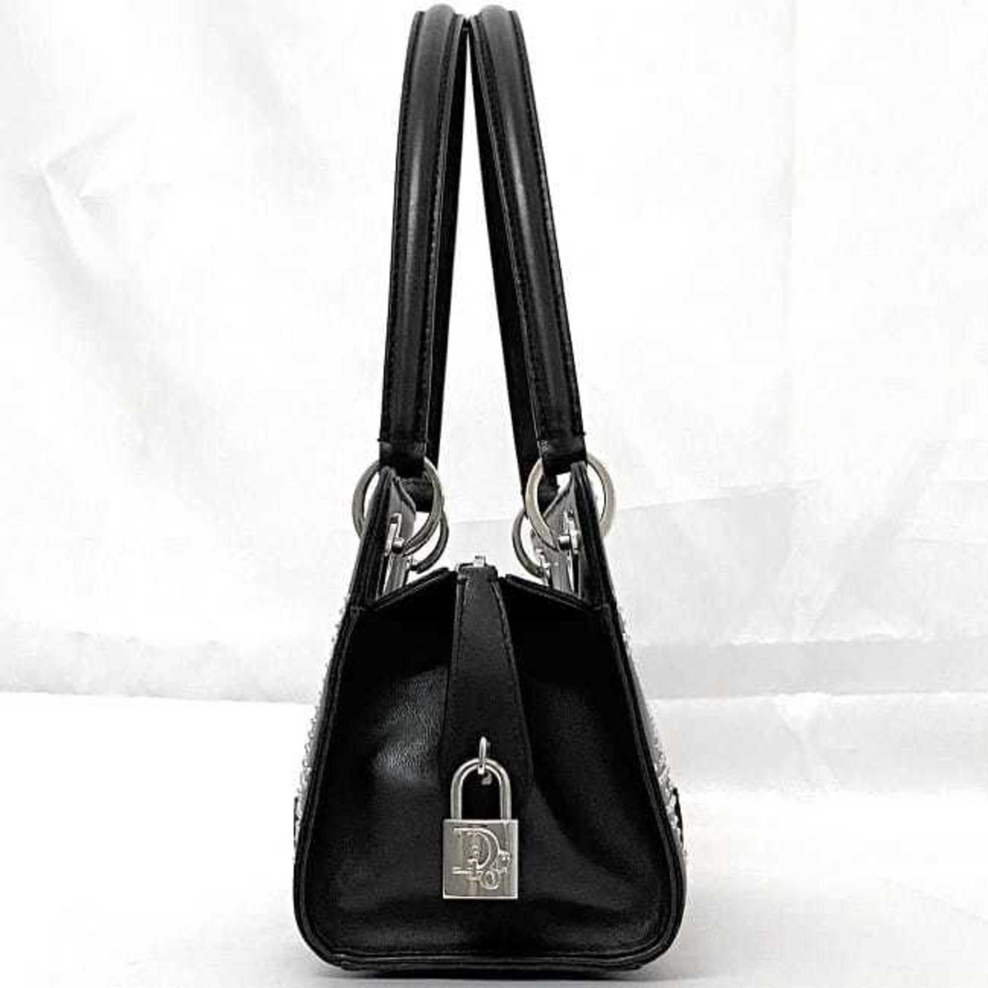 Christian Dior Black Leather Handbag Shoulder Bag (Pre-Owned)