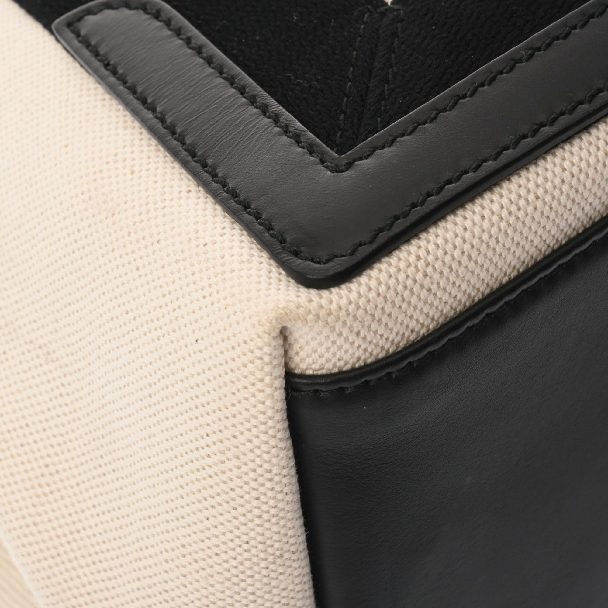Balenciaga Black White Canvas Leather Handbag Pouch