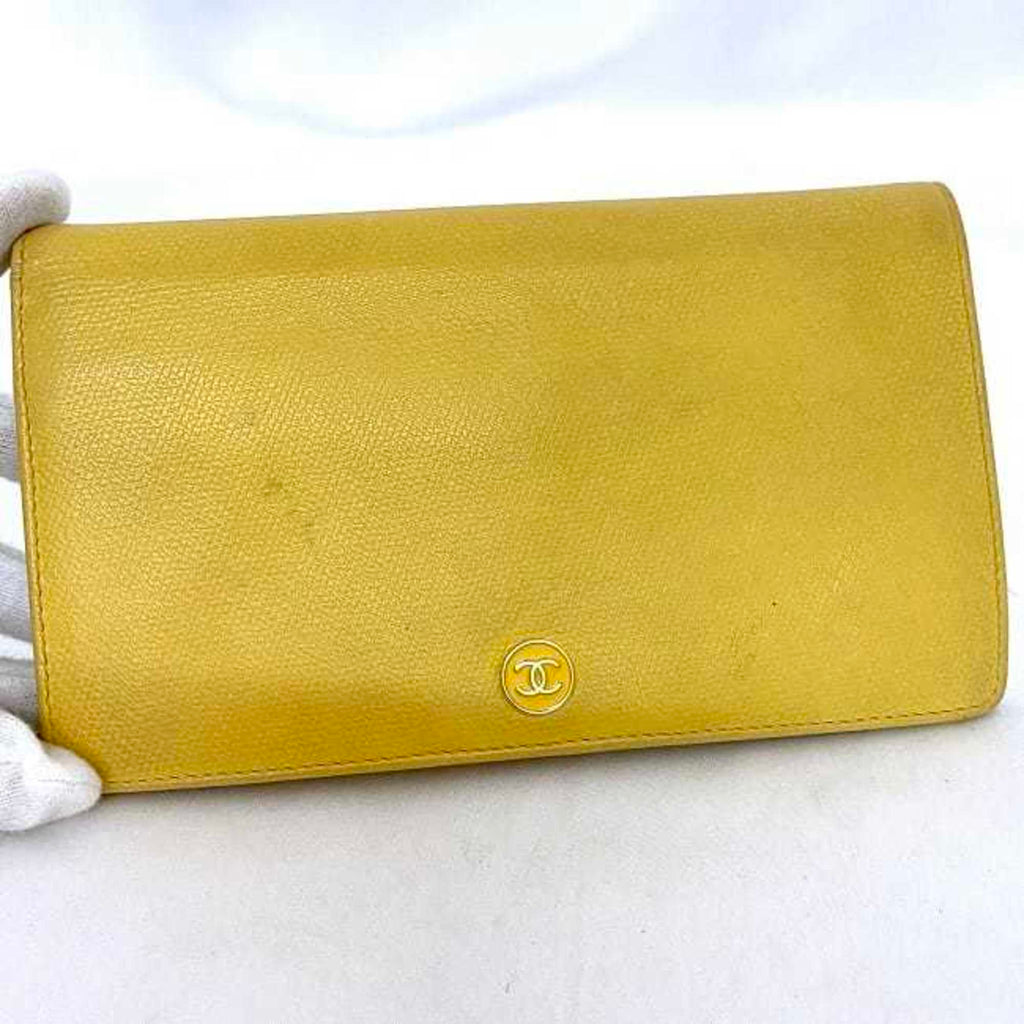 Chanel Yellow Leather Long Wallet (Bi-Fold)
