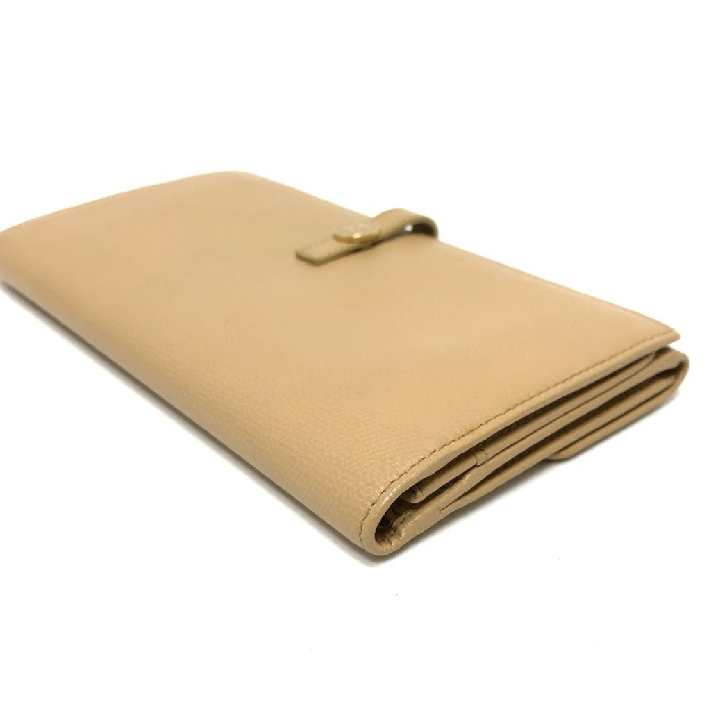 Chanel Beige Leather Long Wallet (Bi-Fold)