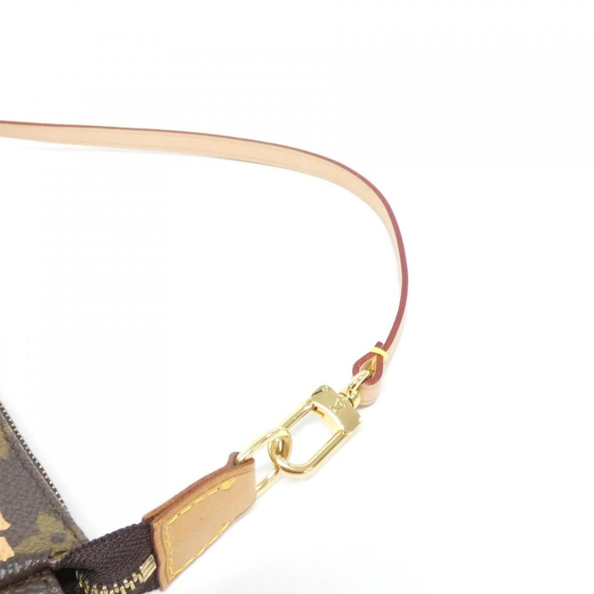 Louis Vuitton Marron Peach Coated Canvas Pochette Pouch