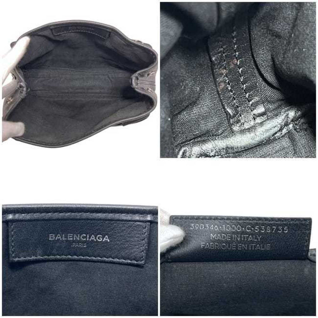 Balenciaga Black Leather Handbag Pouch Shoulder Bag Tote