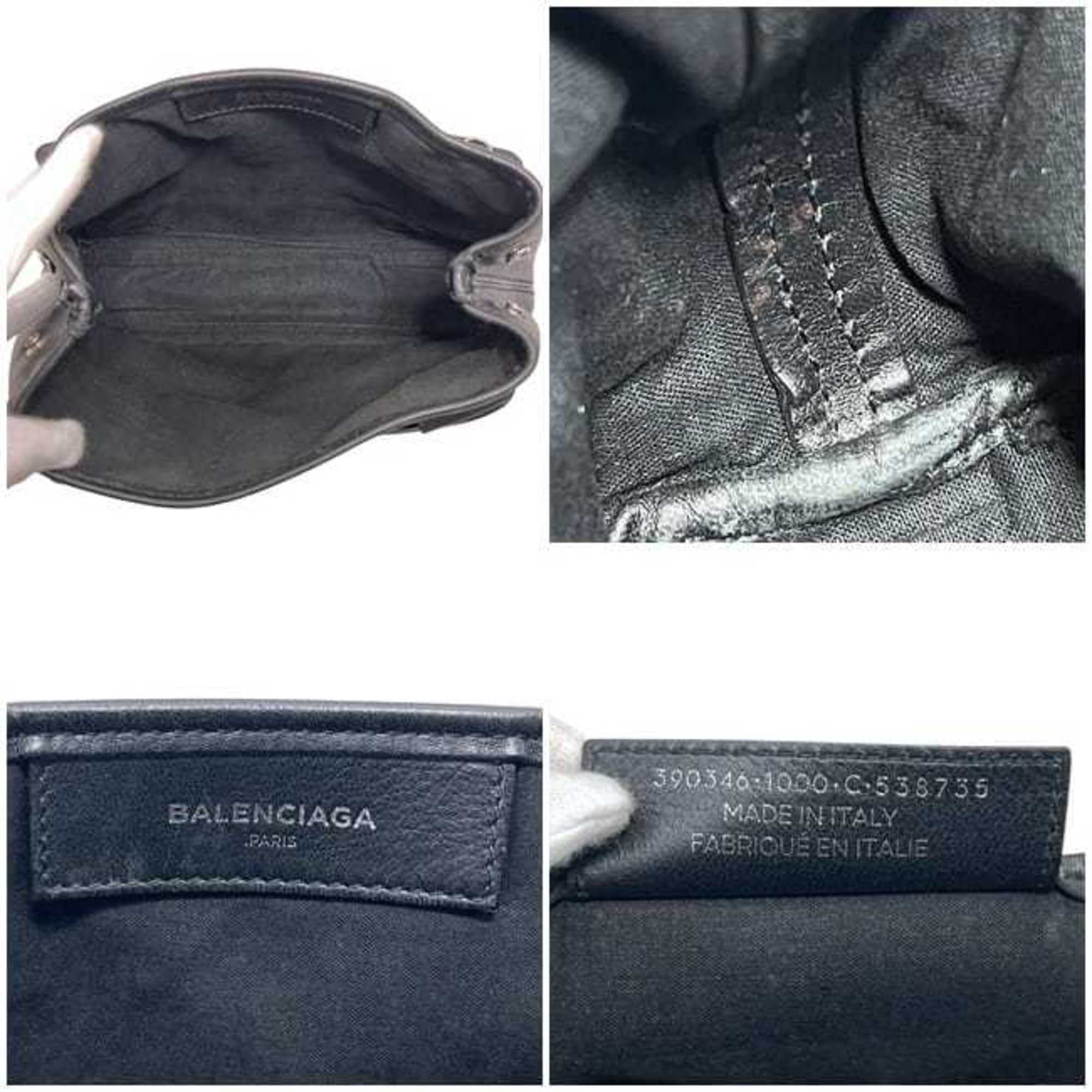 Balenciaga Black Leather Handbag Pouch Shoulder Bag Tote