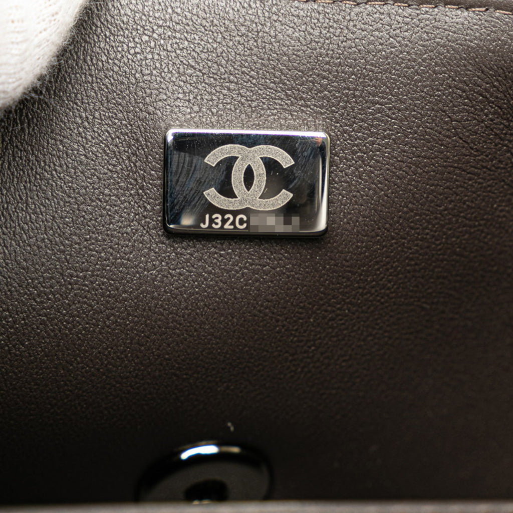 Chanel Gray Tweed Leather Shoulder Bag