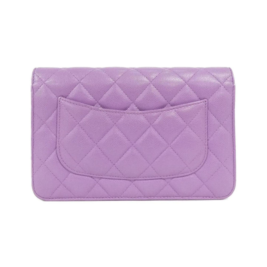 Chanel Purple Grained Calfskin Chain/Shoulder Wallet