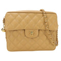 Chanel Beige Grained Calfskin Shoulder Bag