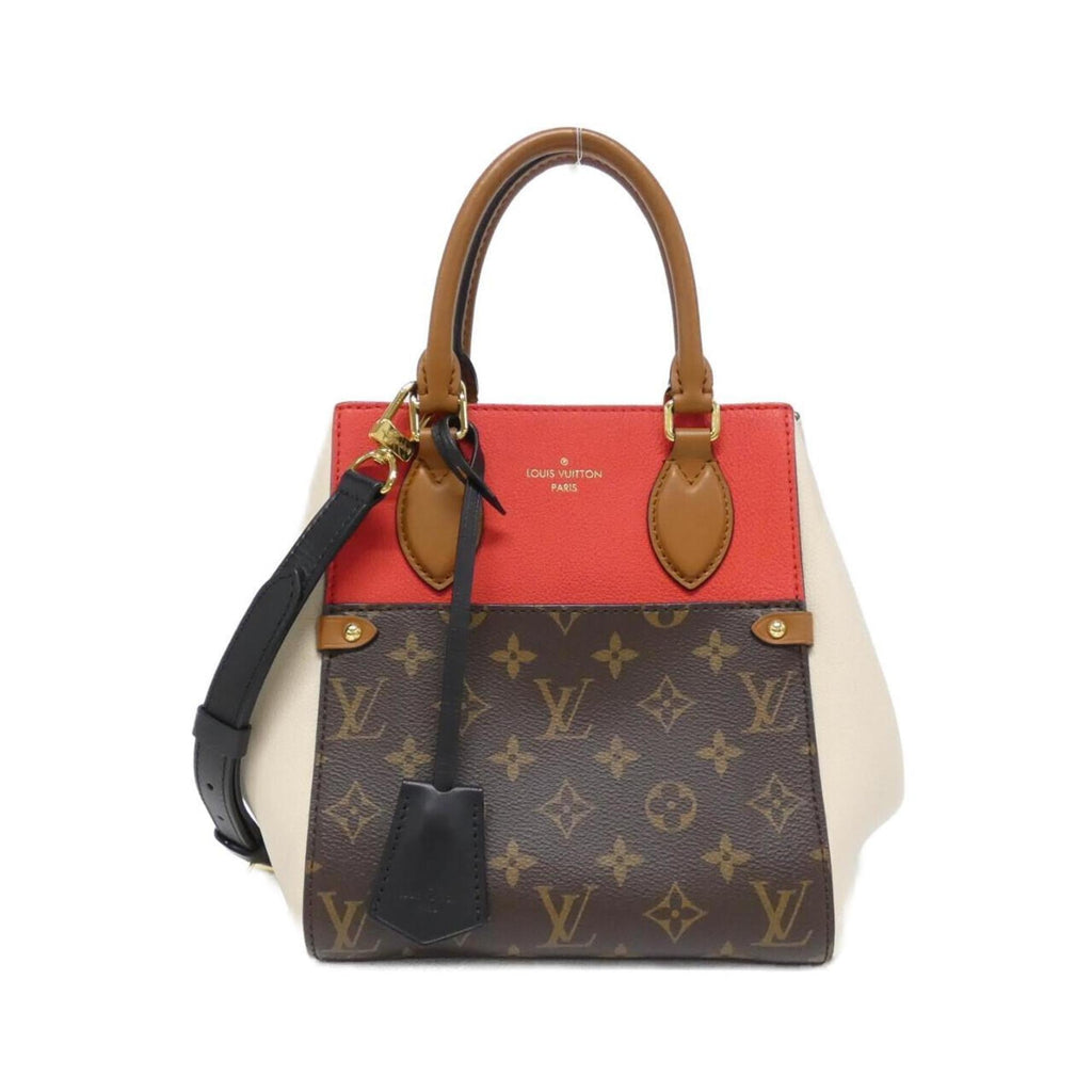 Louis Vuitton Monogram Black Cerise Cream Coated Canvas Leather Handbag