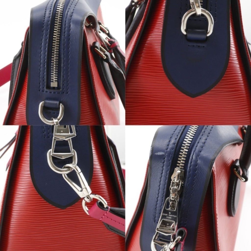Louis Vuitton Navy Red Color Epi Leather Handbag Tote Bag
