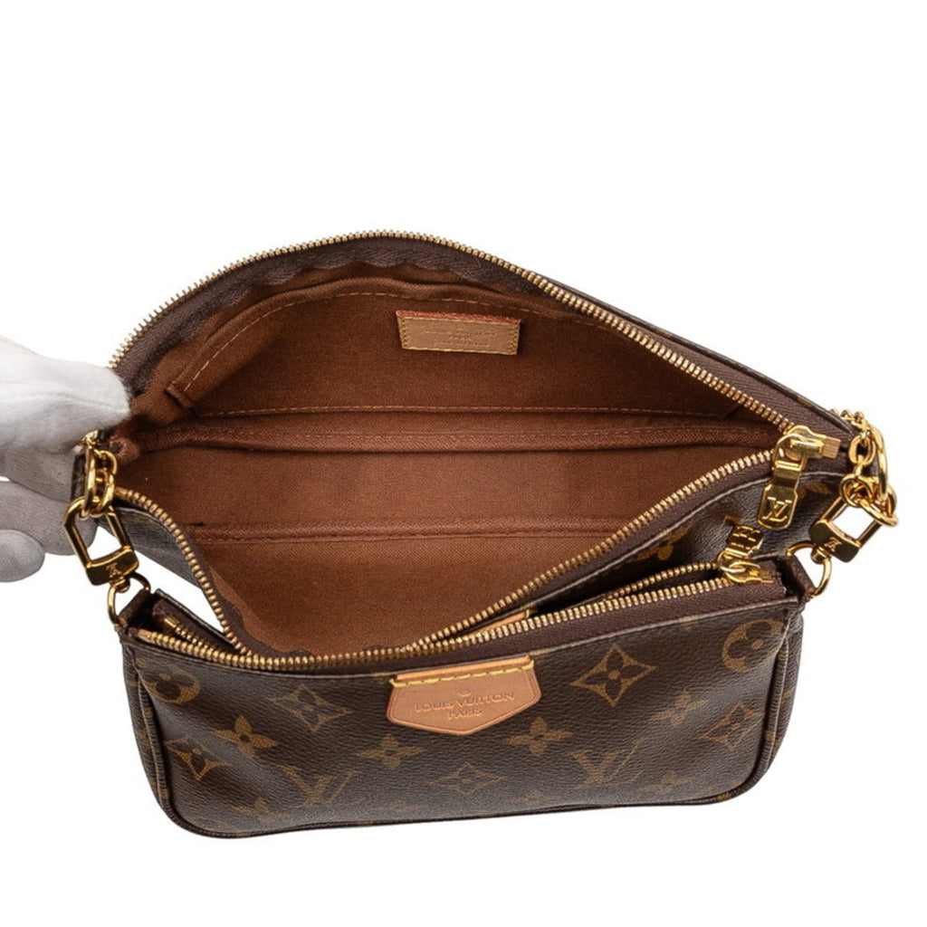 Louis Vuitton Brown Pvc Leather Handbag Pochette Shoulder Bag