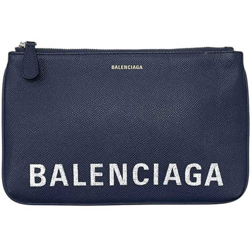 Balenciaga Navy Leather Clutch Bag Pouch