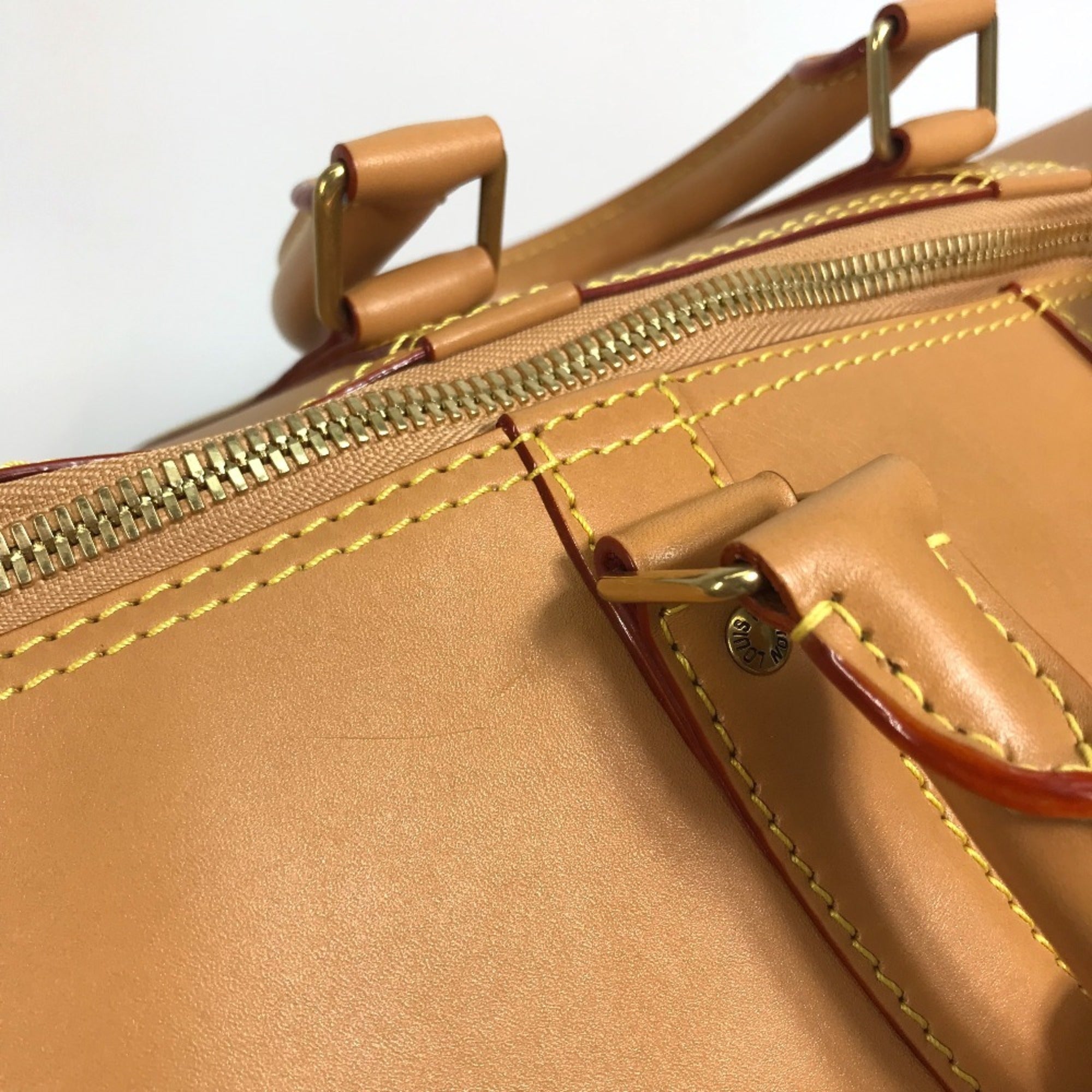 Louis Vuitton Beige Leather Boston Bag