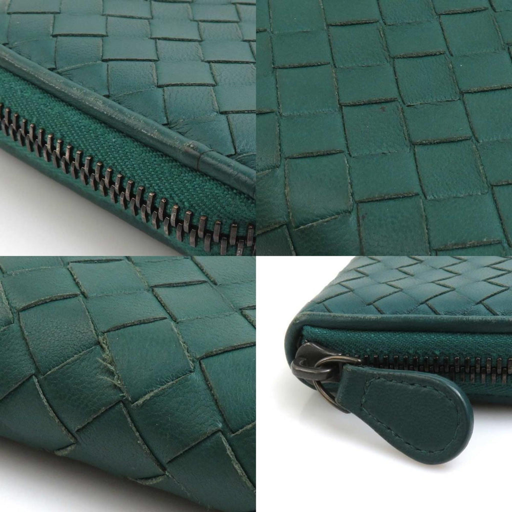Bottega Veneta Dark Green Intrecciato Coin Purse/Coin Case
