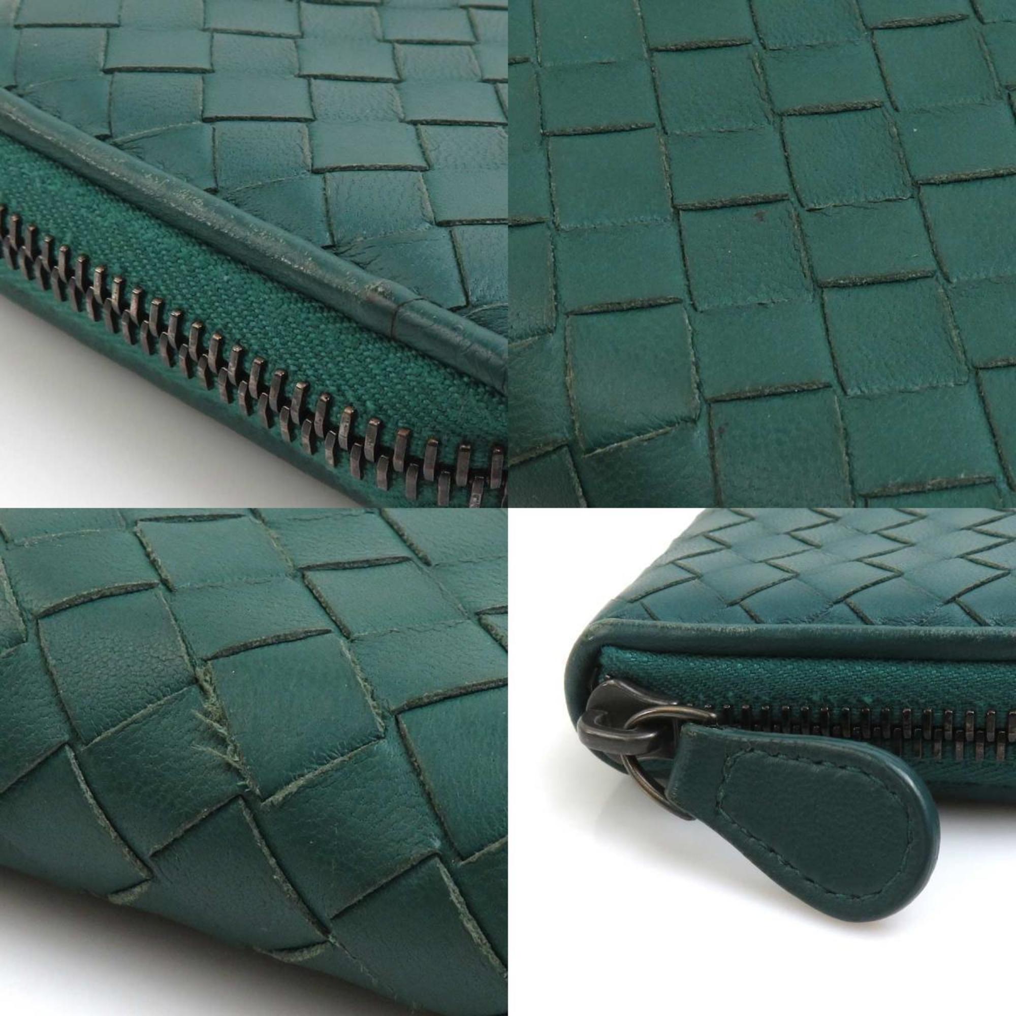 Bottega Veneta Dark Green Intrecciato Coin Purse/Coin Case
