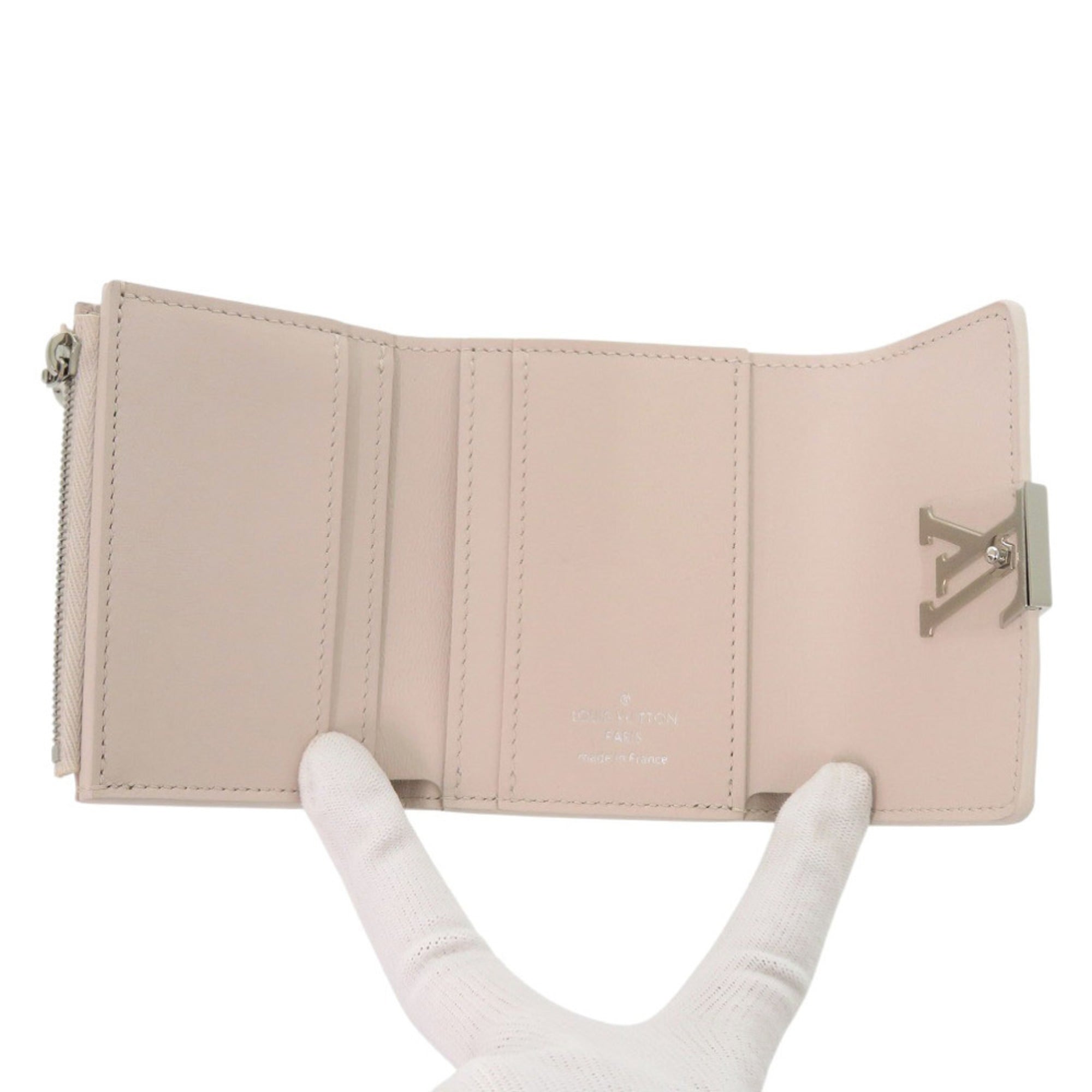 Louis Vuitton Beige Yellow Leather Wallet (Tri-Fold)