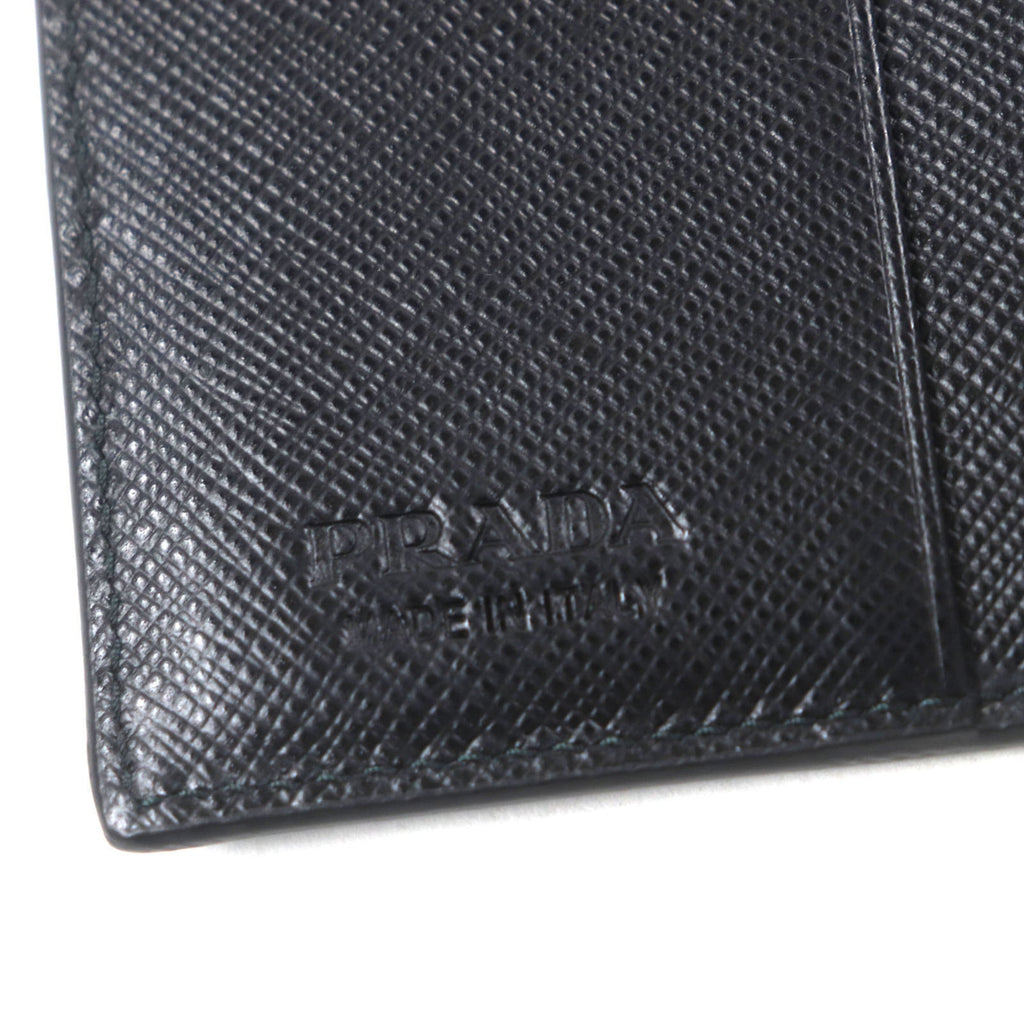 Prada Black Green Saffiano Bill Wallet (Bi-Fold)