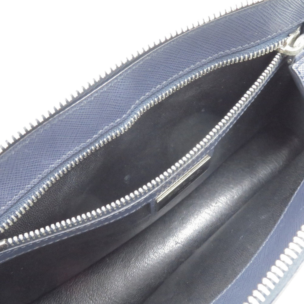 Prada Saffiano Navy Saffiano Triangle Clutch Bag
