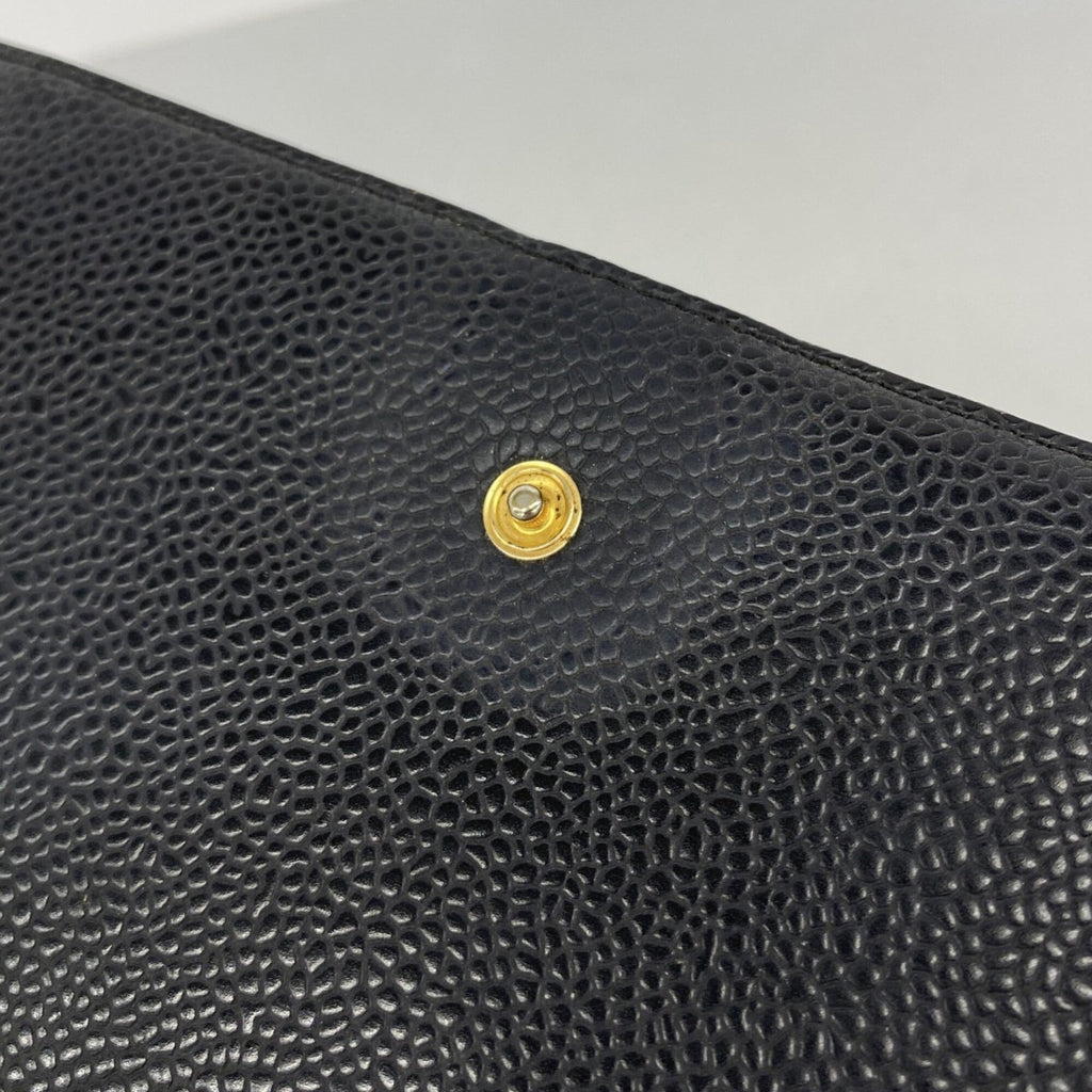 Chanel Black Grained Calfskin Long Wallet (Bi-Fold)