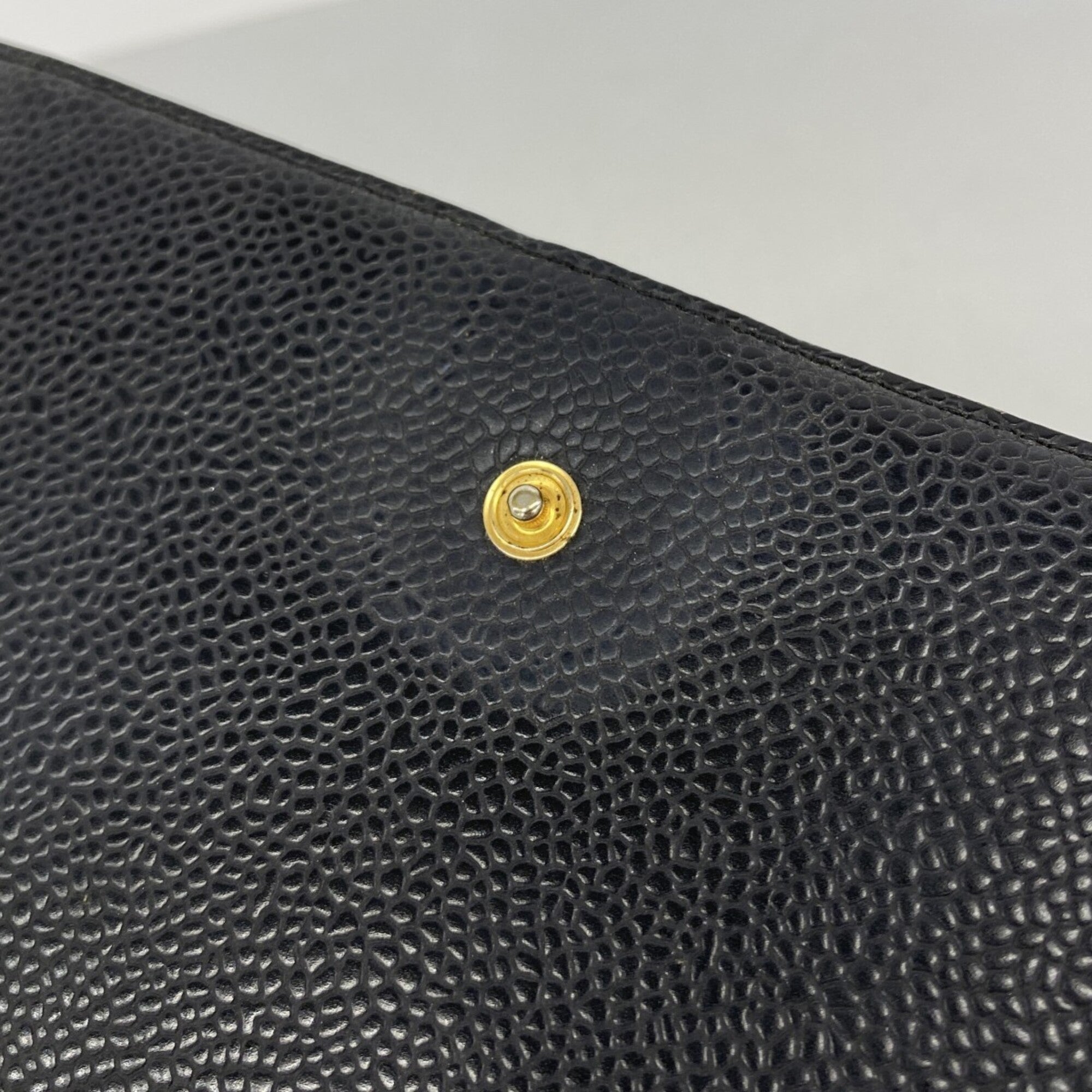 Chanel Black Grained Calfskin Long Wallet (Bi-Fold)
