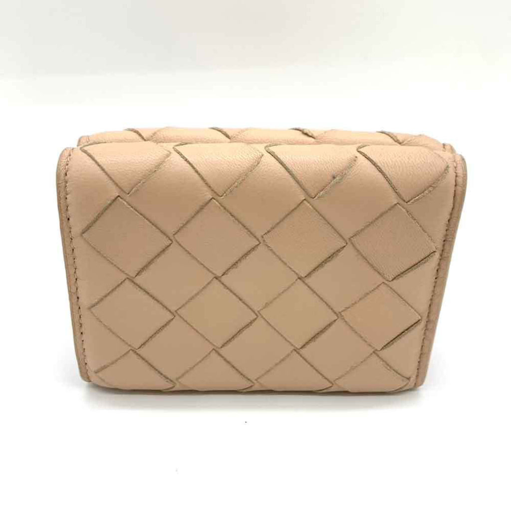 Bottega Veneta Beige Bordeaux Leather Wallet (Tri-Fold)