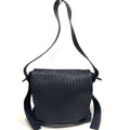 Bottega Veneta Intrecciato Navy Leather Messenger Bag