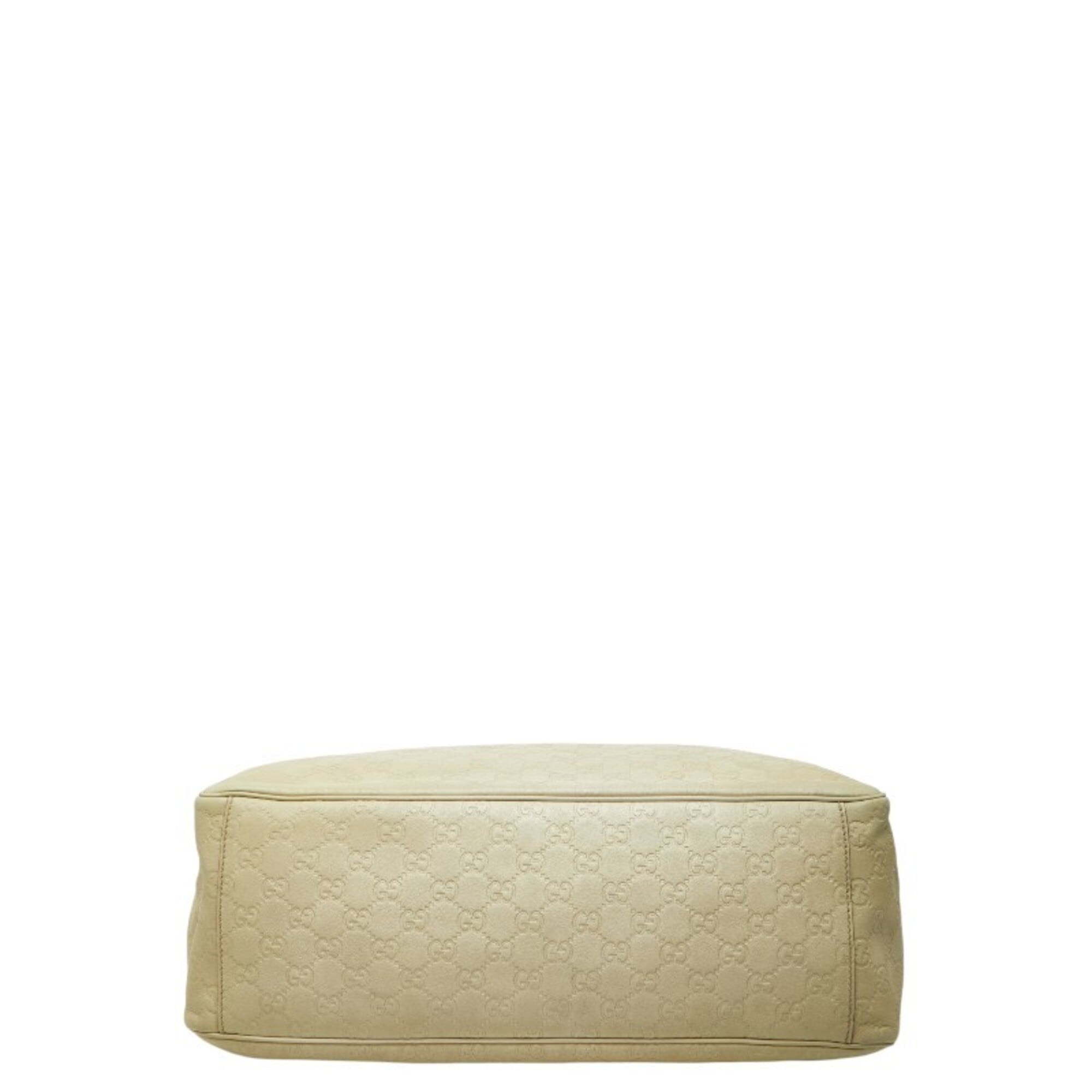 Gucci Beige Canvas Leather Handbag Tote Bag (Pre-Owned)