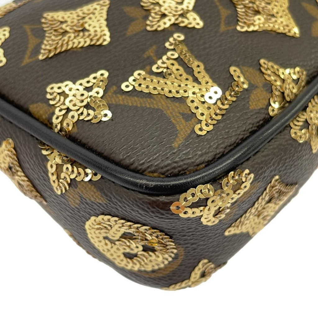 Louis Vuitton Gold Coated Canvas Spangles Pochette Pouch