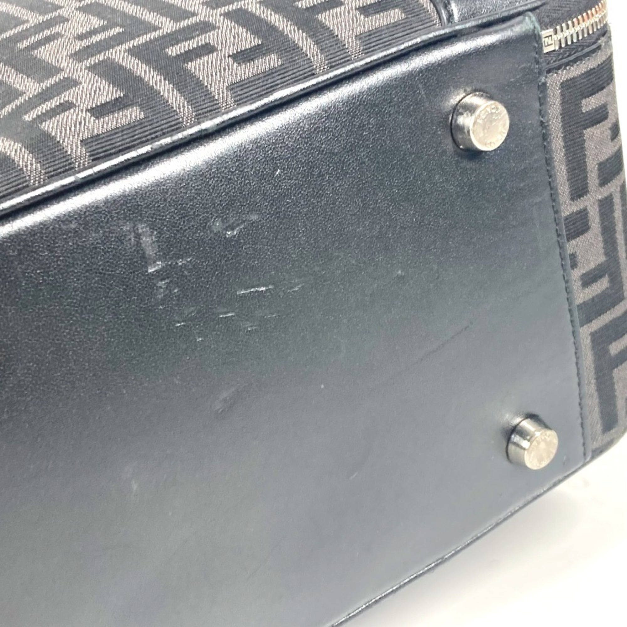 Fendi Black Gray Canvas Leather Backpack