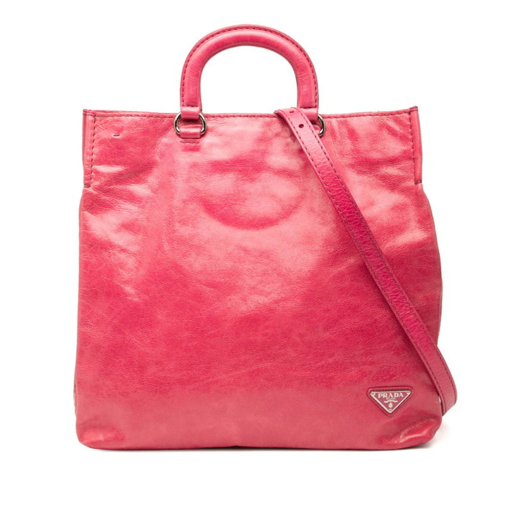 Prada Pink Leather Handbag Shoulder Bag