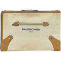 Balenciaga Beige White Canvas Leather Clutch Bag Hand