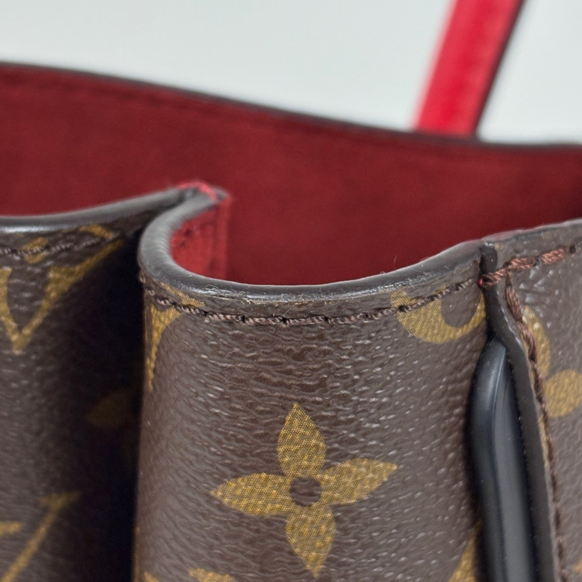 Louis Vuitton Cerise Red Brown Monogram Handbag Tote Bag