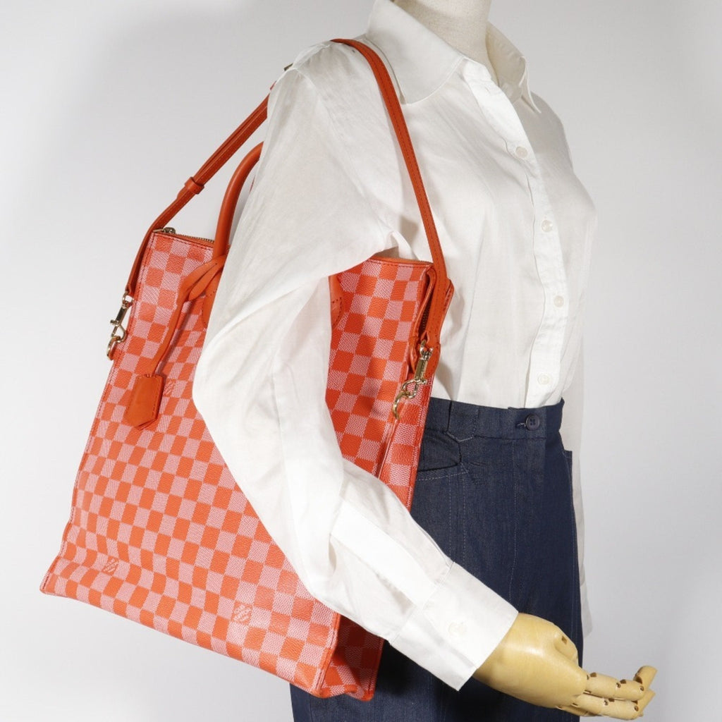 Louis Vuitton Orange Pimont Damier Canvas Handbag Tote Bag