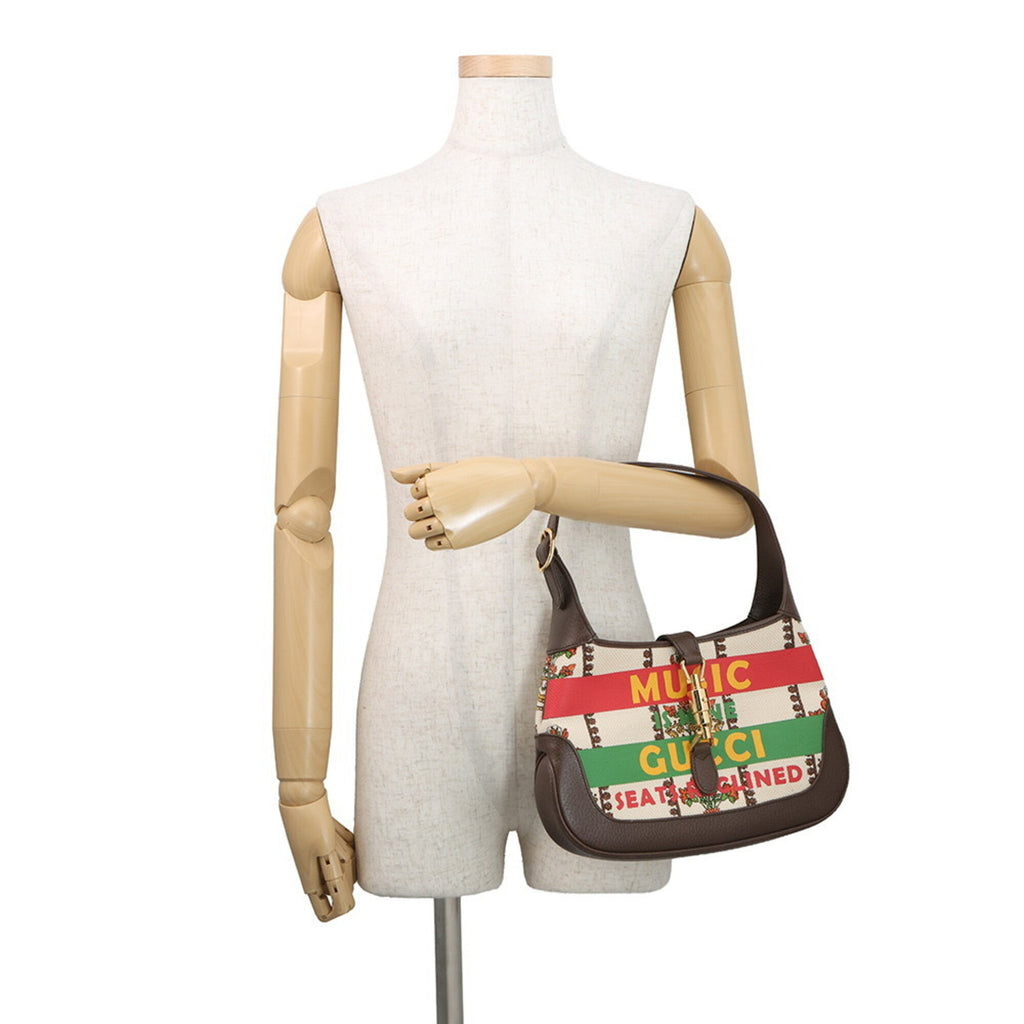 Gucci Brown Multi-Color Canvas Leather Handbag Shoulder Bag (Pre-Owned)