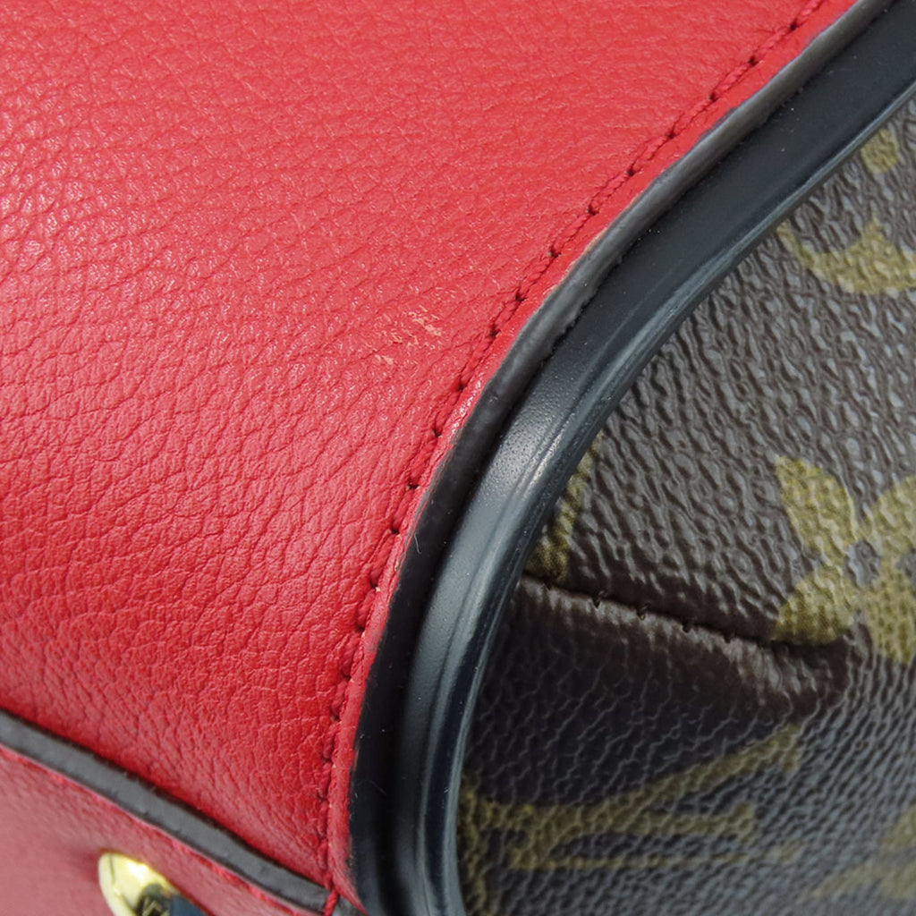 Louis Vuitton Monogram Cerise Red Brown Monogram Leather Tote Bag