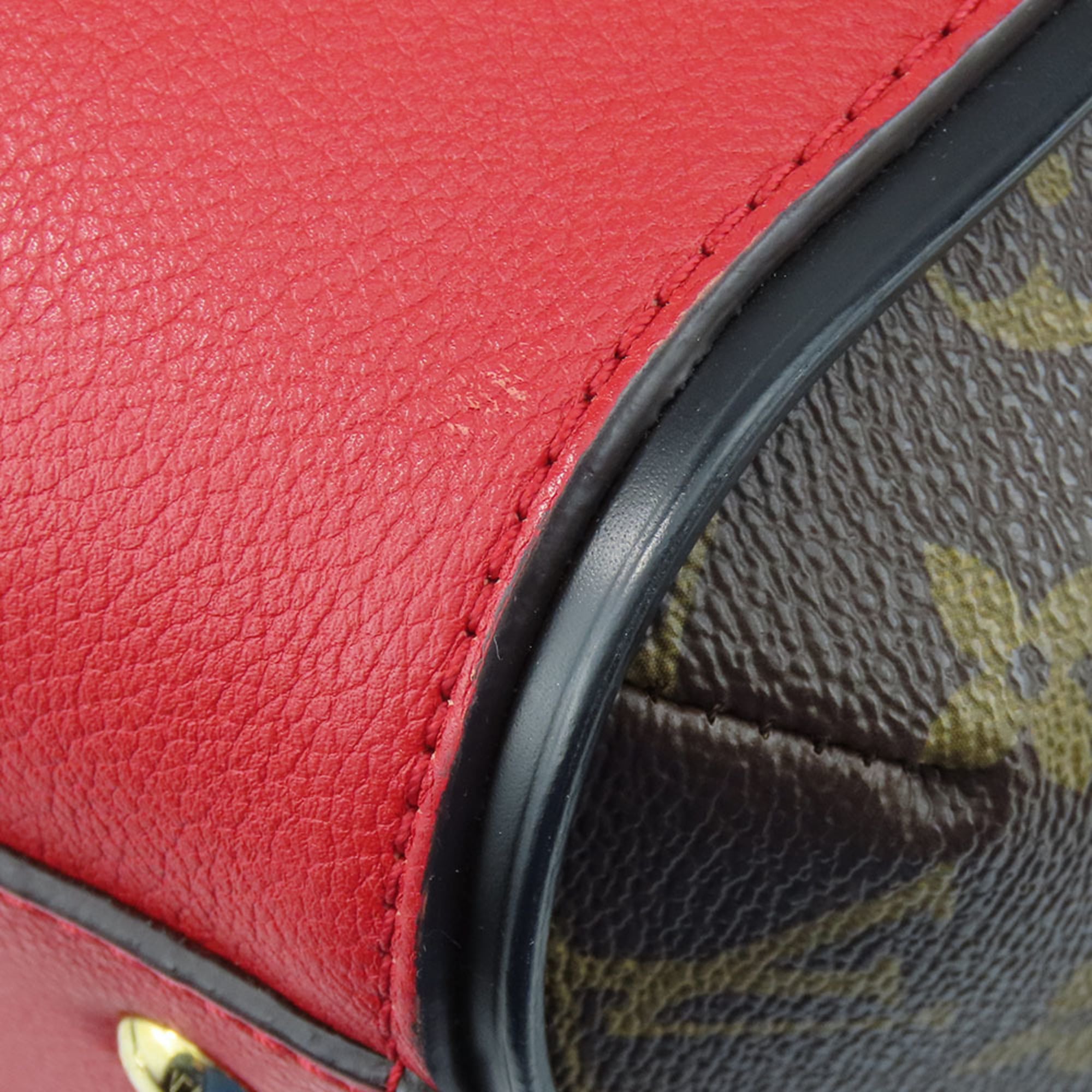 Louis Vuitton Monogram Cerise Red Brown Monogram Leather Tote Bag
