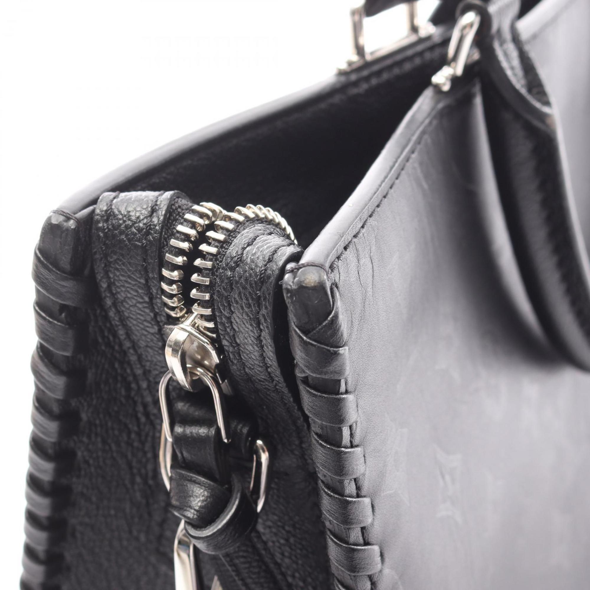Louis Vuitton Black Leather Tote Bag