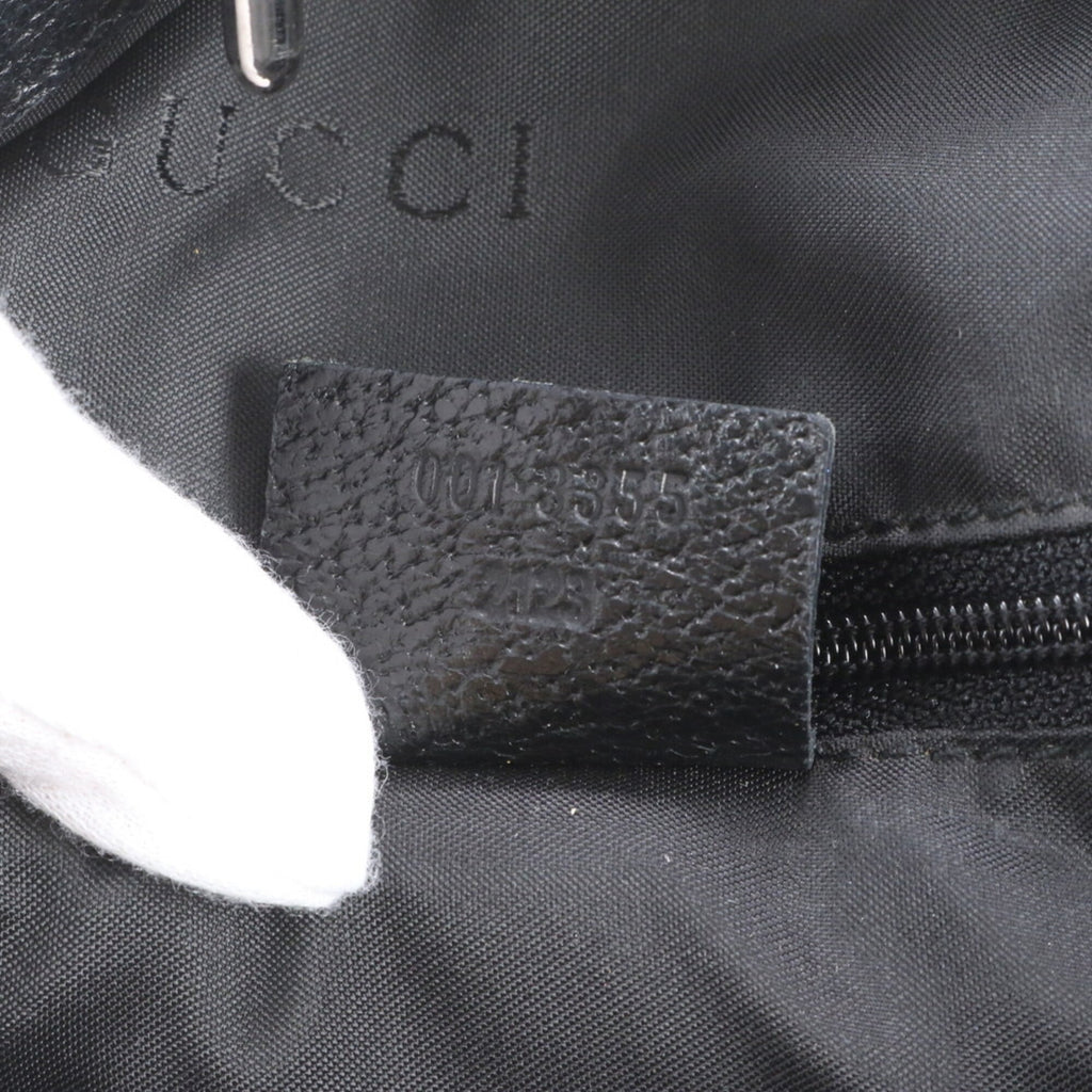 Gucci Jackie Black Leather Nylon Handbag Shoulder Bag (Pre-Owned)