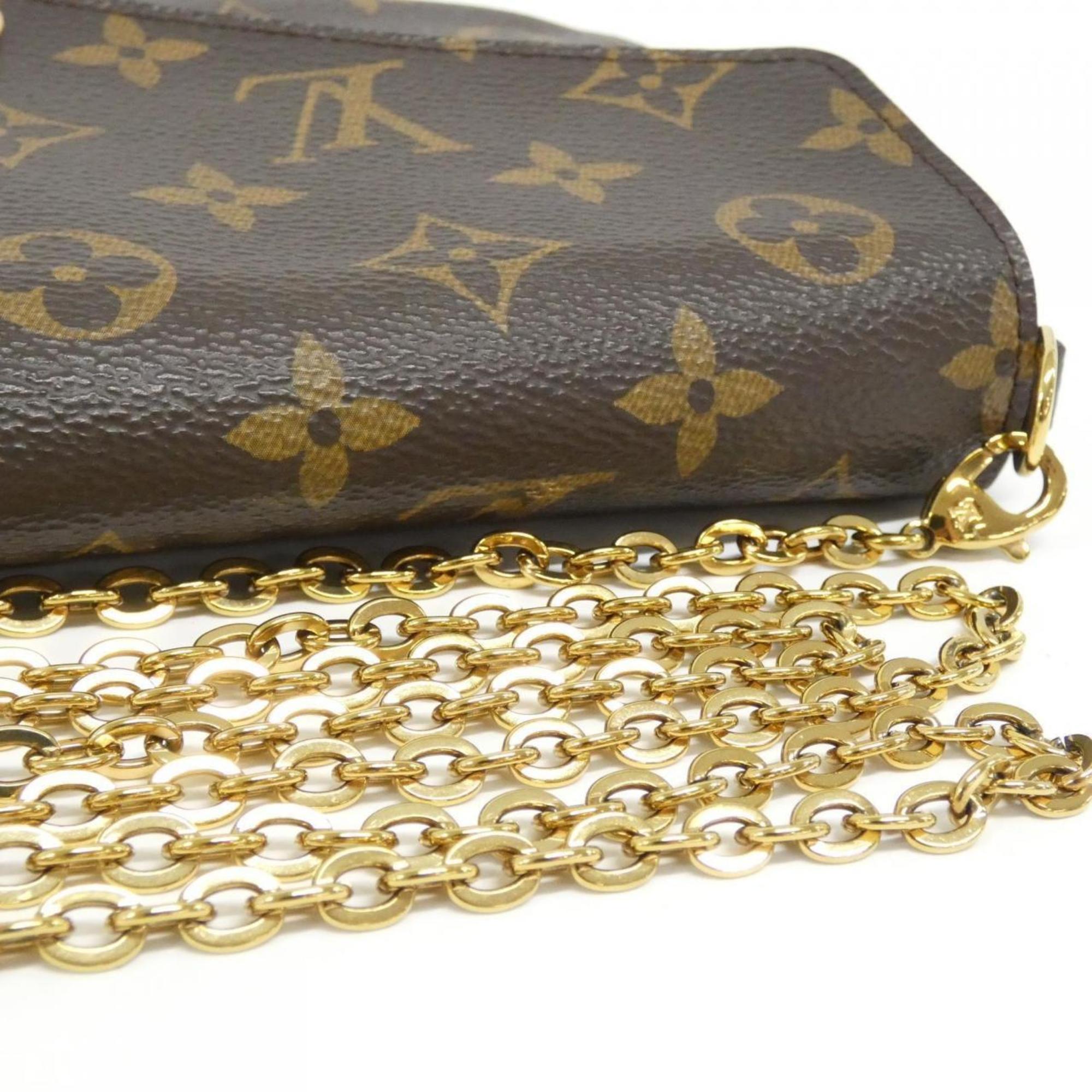 Louis Vuitton Marron Coated Canvas Pochette Shoulder Bag