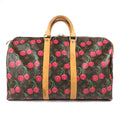 Louis Vuitton Brown Red Color Monogram Cherry Blossom Canvas Boston Bag