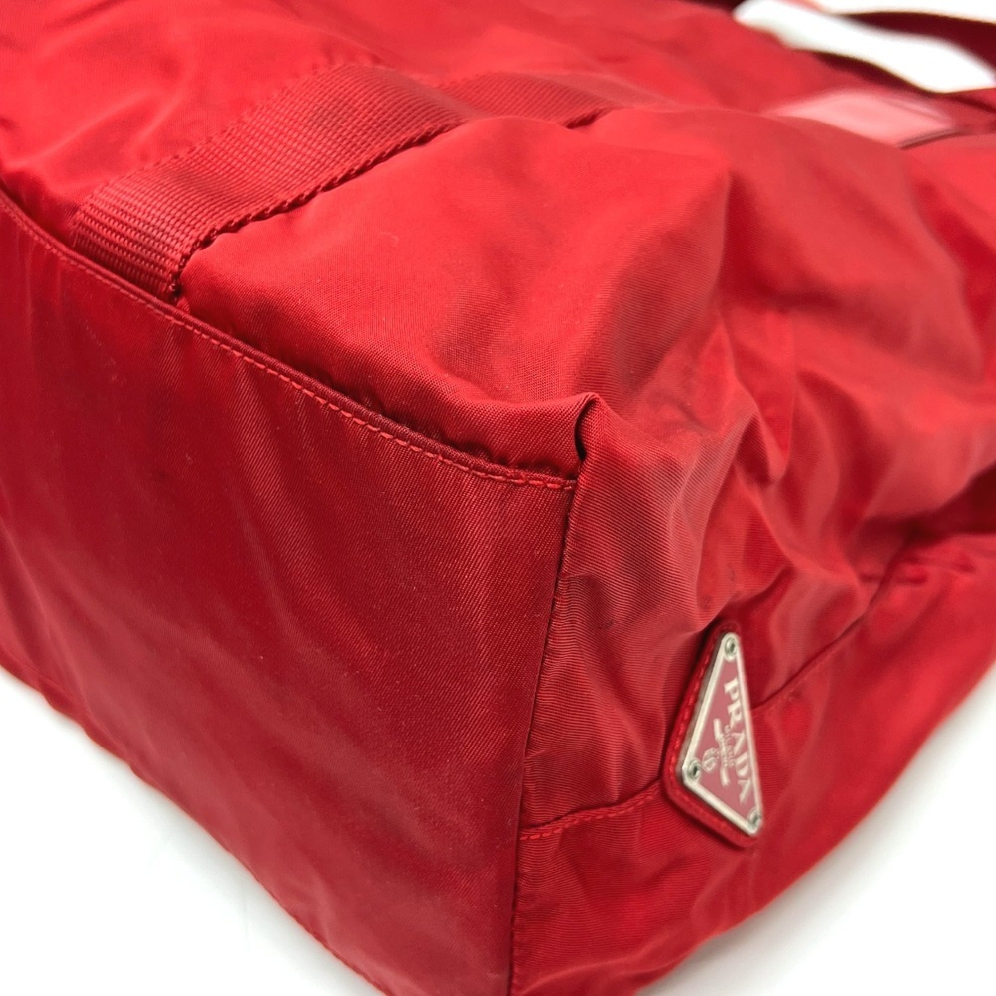 Prada Red Color Nylon Handbag Tote Bag