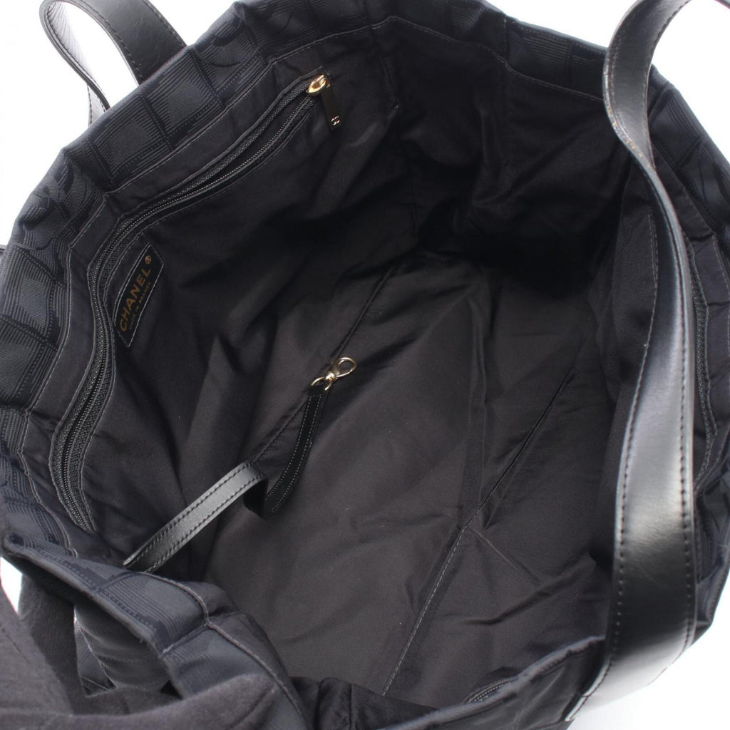 Chanel Black Leather Nylon Canvas Handbag Tote Bag