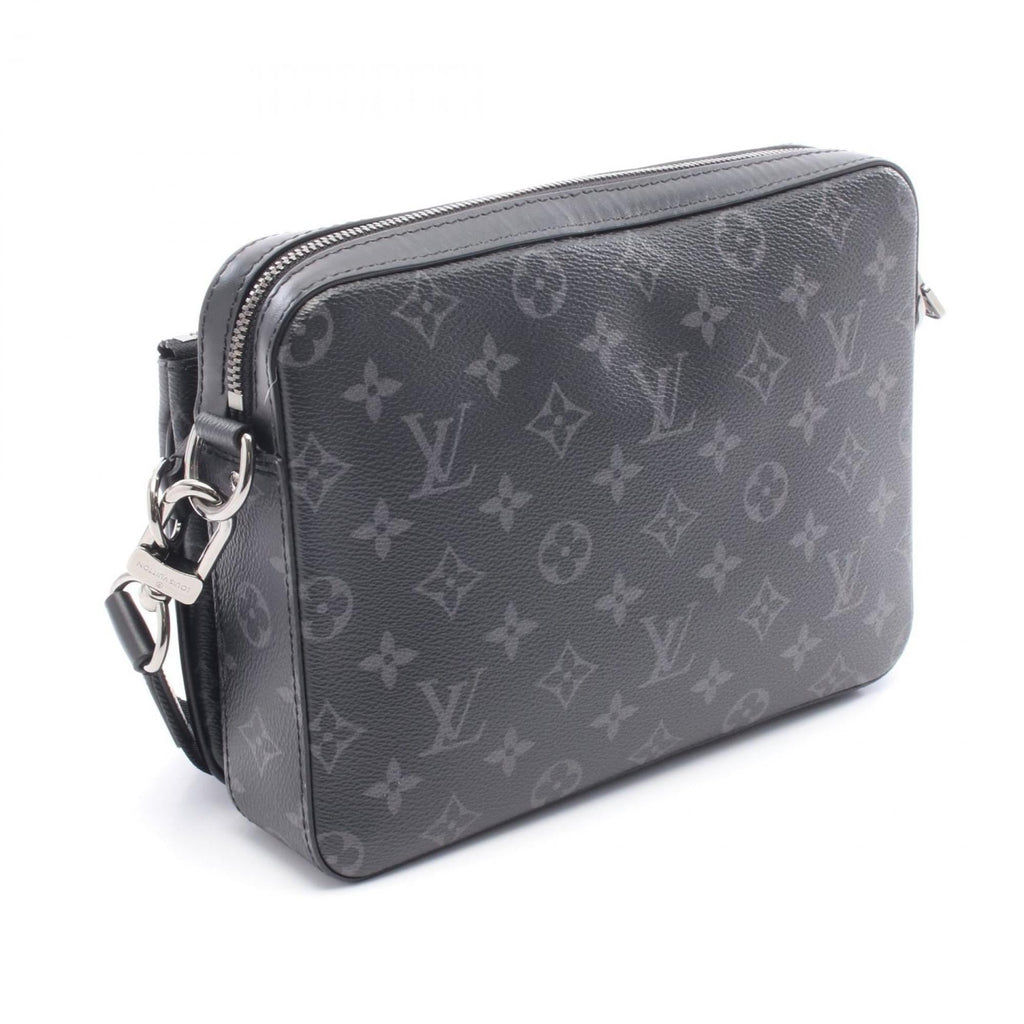 Louis Vuitton Black Gray Coated Canvas Leather Shoulder Bag